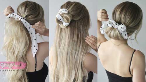 آموزش بستن مو به روش پاپیون با روسری