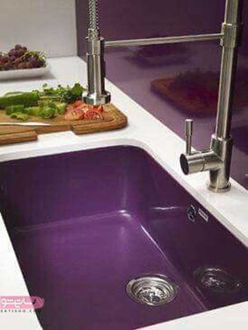 مدل سینک بنفش رنگ برای آشپزخانه های ایرانی