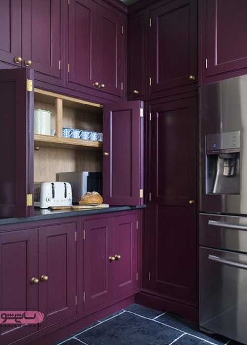 ایده برای رنگ کابینت بنفش برای آشپزخانه