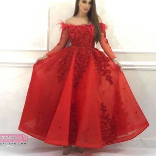 لباس مجلسی گیپور 2022 قرمز