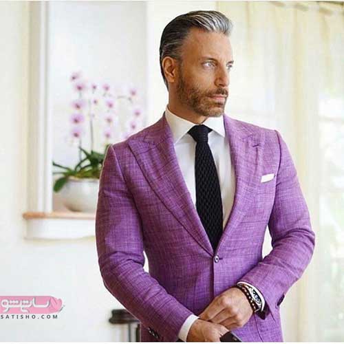 مدل لباس مردانه برای مجالس عروسی بنفش رنگ