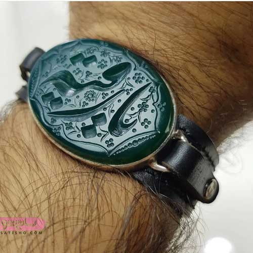 دستبند مردانه عقیق سبز