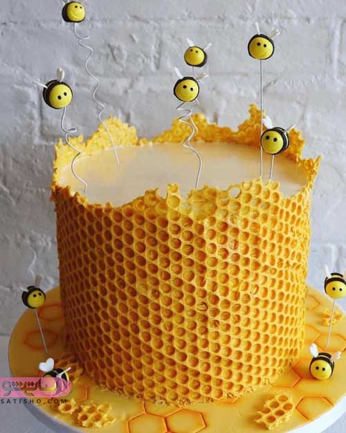 نمونه تزیین کیک به شکل کندوی زنبور عسل
