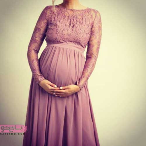 عکس لباس مجلسی حاملگی گلبهی رنگ