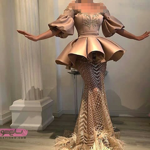 لباس مجلسی مدل ماهی با گیپور