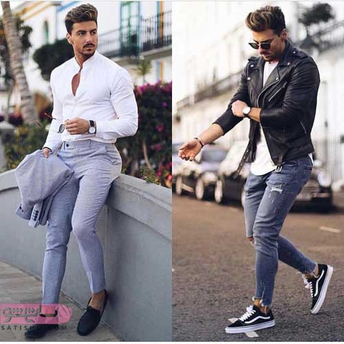 مدل لباس مردانه لاکچری با شلوار لی و کاپشن 
