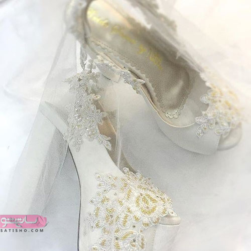 مدرن ترین کفش عروس پاشنه دار ست با تور