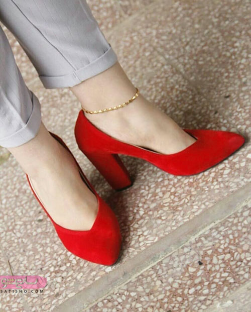مدل کفش مجلسی شیشه ای قرمز 