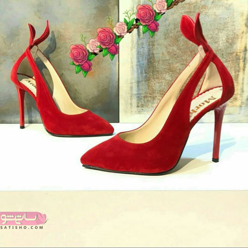 کفش زنانه قرمز مخمل 