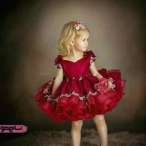 مدل لباس مجلسی قرمز برای دختران خردسال