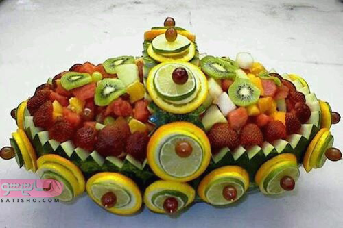 عکس میوه آرایی هندوانه به شکل کیک 1401 
