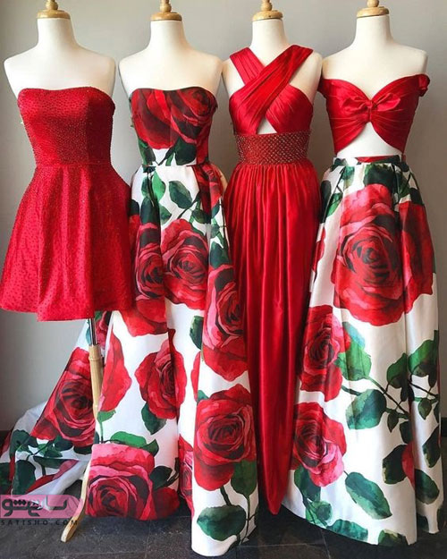 ایده لباس شب گلدار و ساده