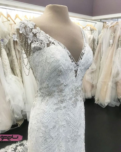 مدل لباس عروس سنگ دوزی شده