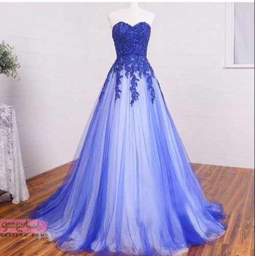 لباس مجلسی آبی رنگ بلند