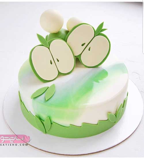  کیک تولد بچه گانه دخترانه با تم سیب سبز