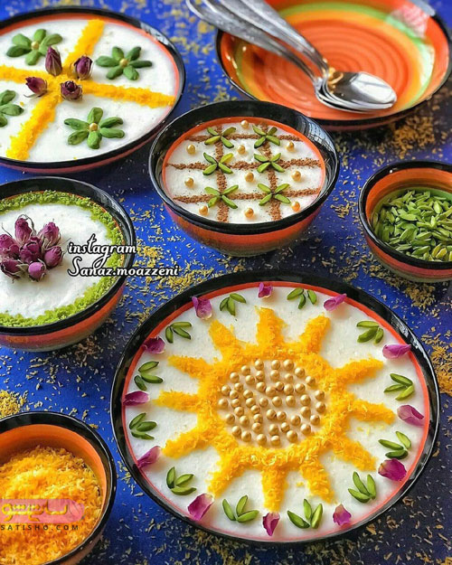 خوشگل کردن شیربرنج برای سفره افطار ماه رمضان