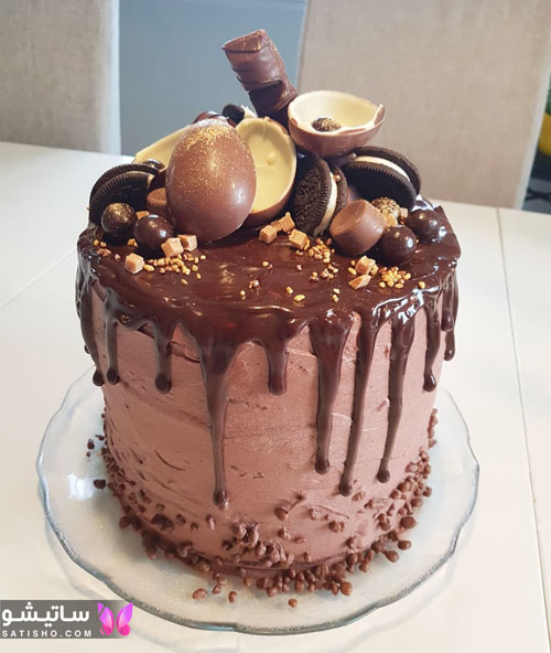 عکس کیک تولد شکلاتی تزیین شده