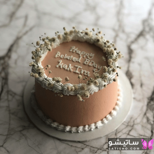 کیک شکلاتی ساده دخترانه با تزیین گل 