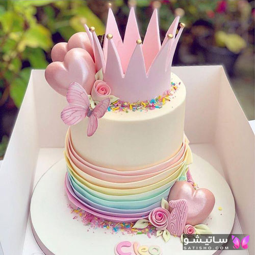 کیک تولد دخترانه طرح تاج