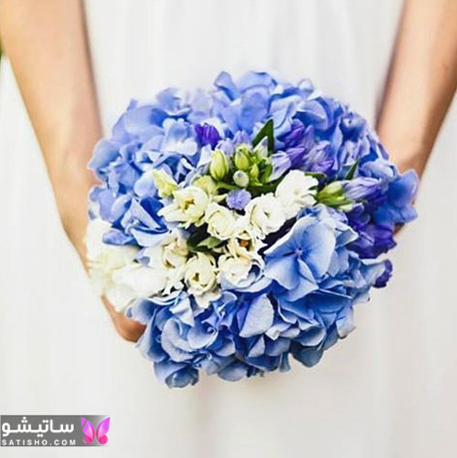 دسته گل عروسی رز آبی
