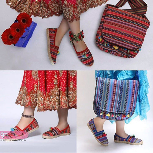 کیف و کفش ست دانشجویی دخترانه با طرح سنتی