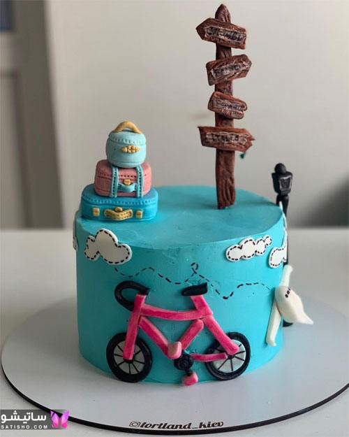 کیک تولد خوشگل به رنگ آبی