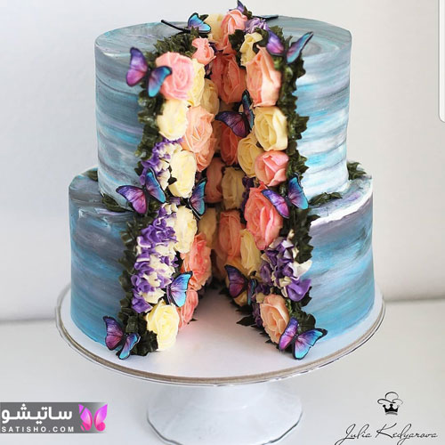 جدیدترین مدل کیک تولد دخترانه تزیین شده با گل