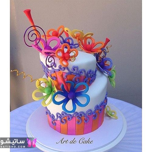 کیک تولد فانتزی و رنگارنگ دخترانه
