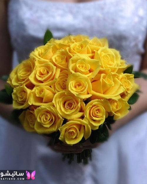 دسته گل رز زرد مناسب عروسی