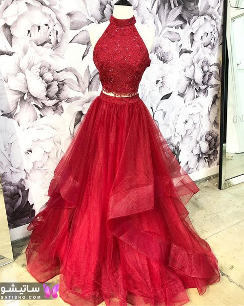 جدیدترین مدل لباس مجلسی بلند رنگ قرمز
