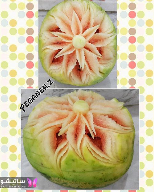 تزیین هندوانه به شکل گل برای تولد