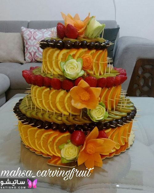 تزیین میوه به شکل کیک