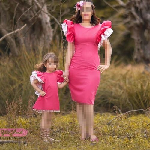 مدل ست مادر و دختر جدید 1401 صورتی رنگ