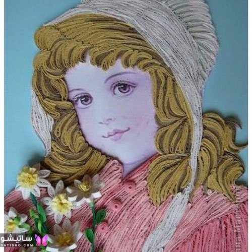 تابلو دختر با هنر ملیله رنگی
