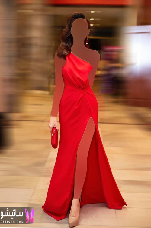 لباس مجلسی قرمز ساتن