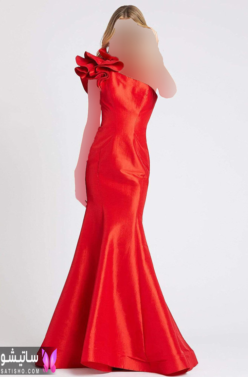 لباس مجلسی ساتن قرمز بلند