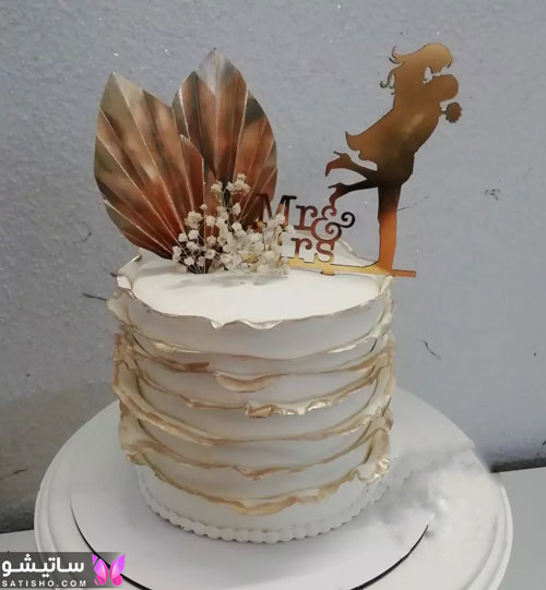 کیک سالگرد ازدواج سفید طلایی