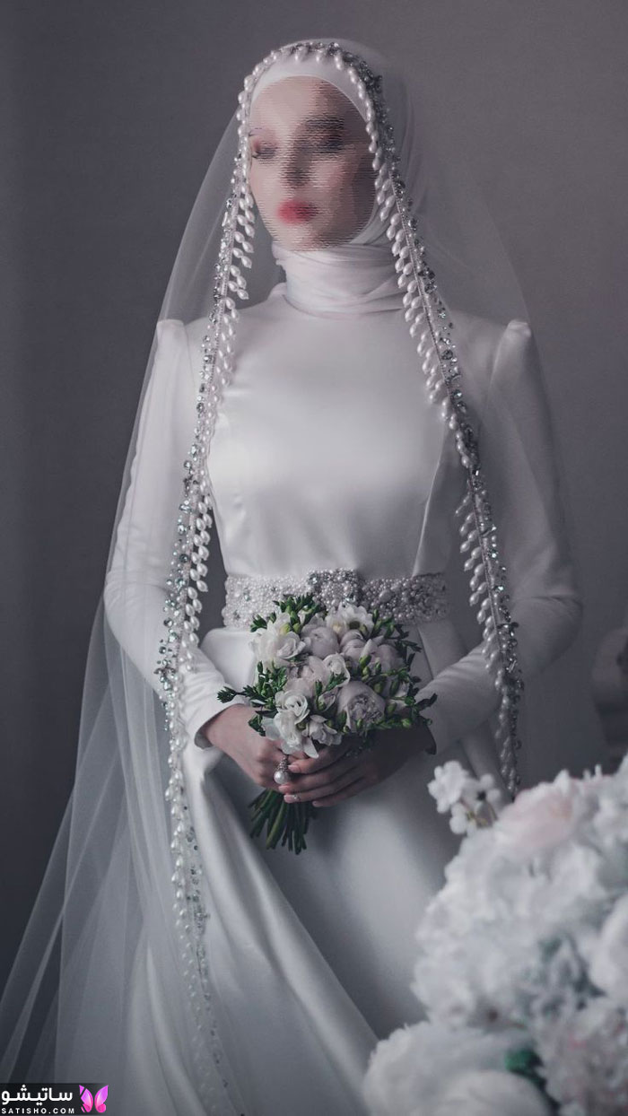 لباس عروس با حجاب ساده