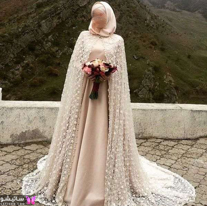 لباس عروس با حجاب رنگی