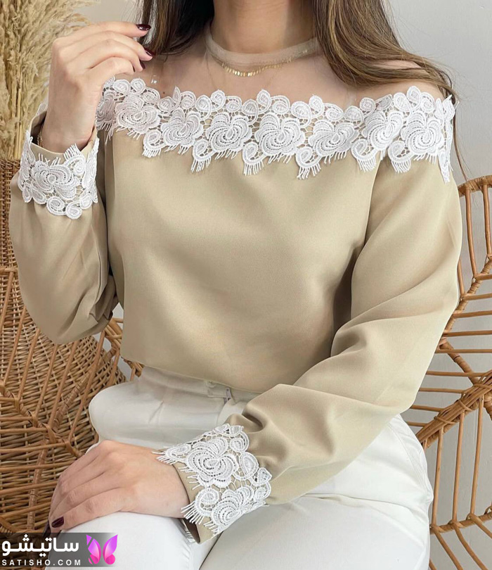 شومیز مجلسی با یقه دلبری شومیز مجلسی با یقه دلبری